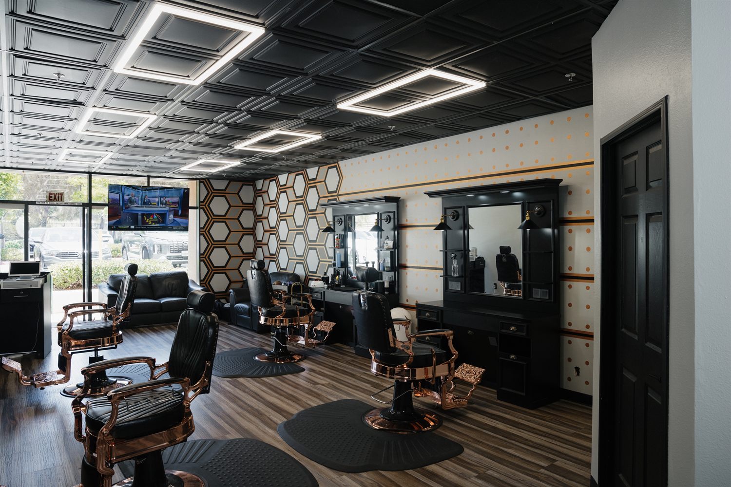 Fathers Barber Salon interior in afternoon daylight